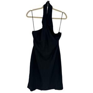 Banana Republic Linen Blend Black Halter Neck Knee Length Dress Cocktail Party 2